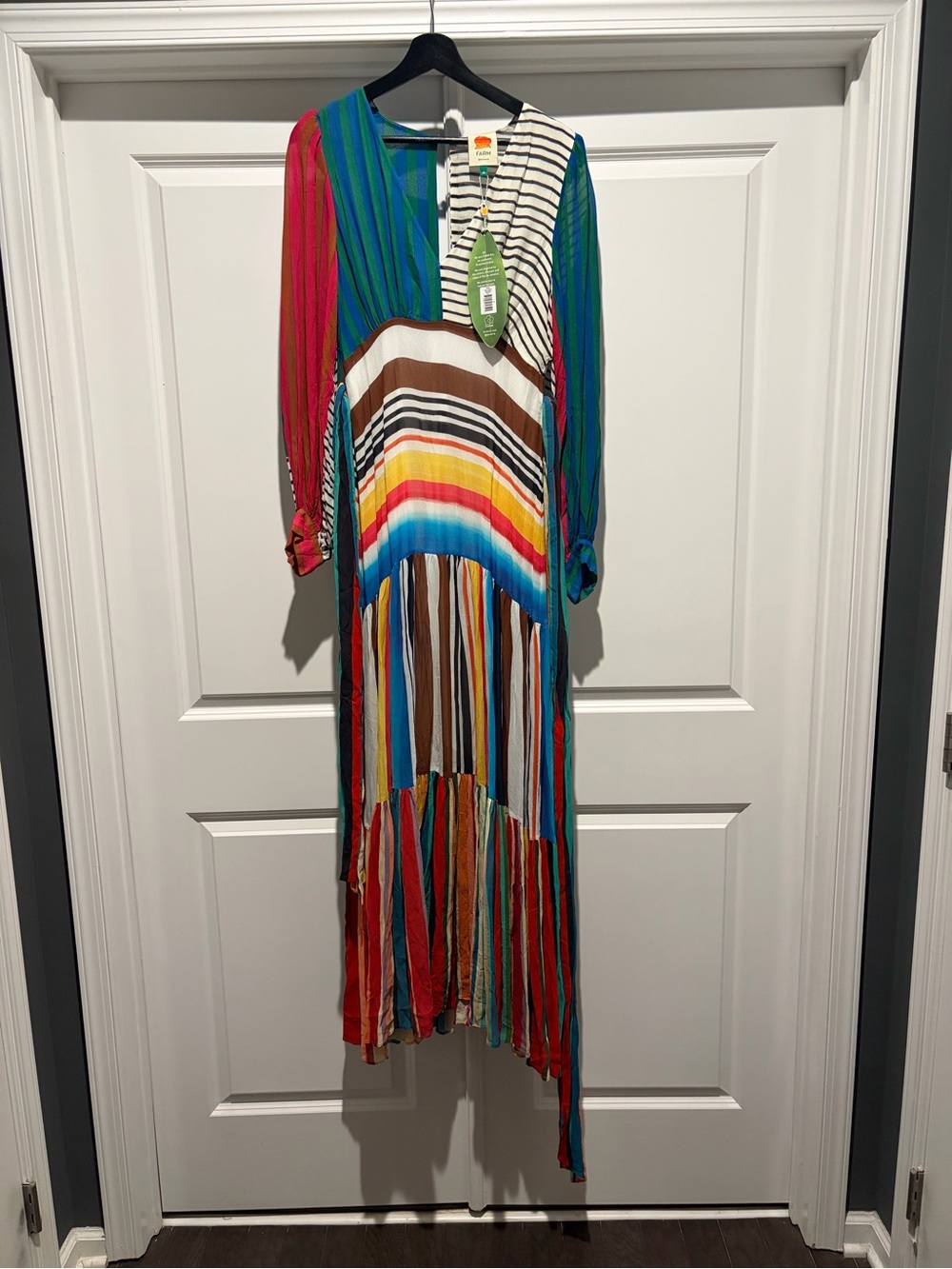 Farm Rio Colorful Striped Boho Maxi Dress